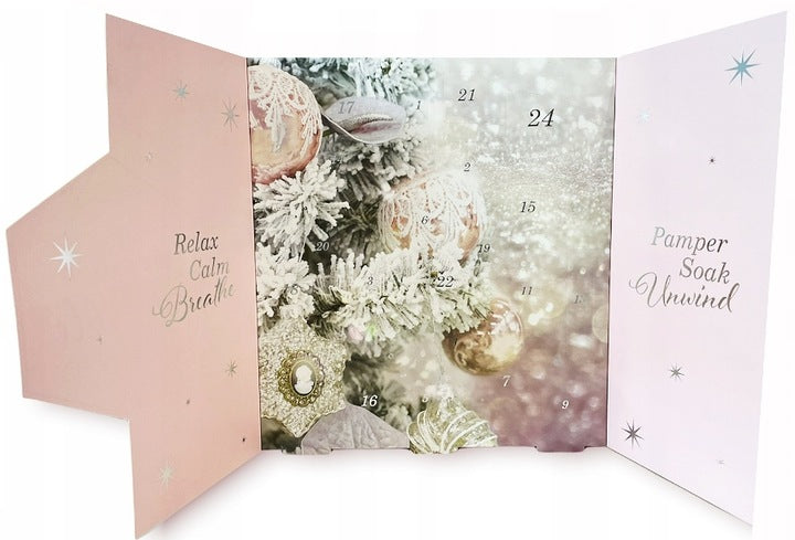 Advento kalendorius su vonios kosmetikos rinkiniu