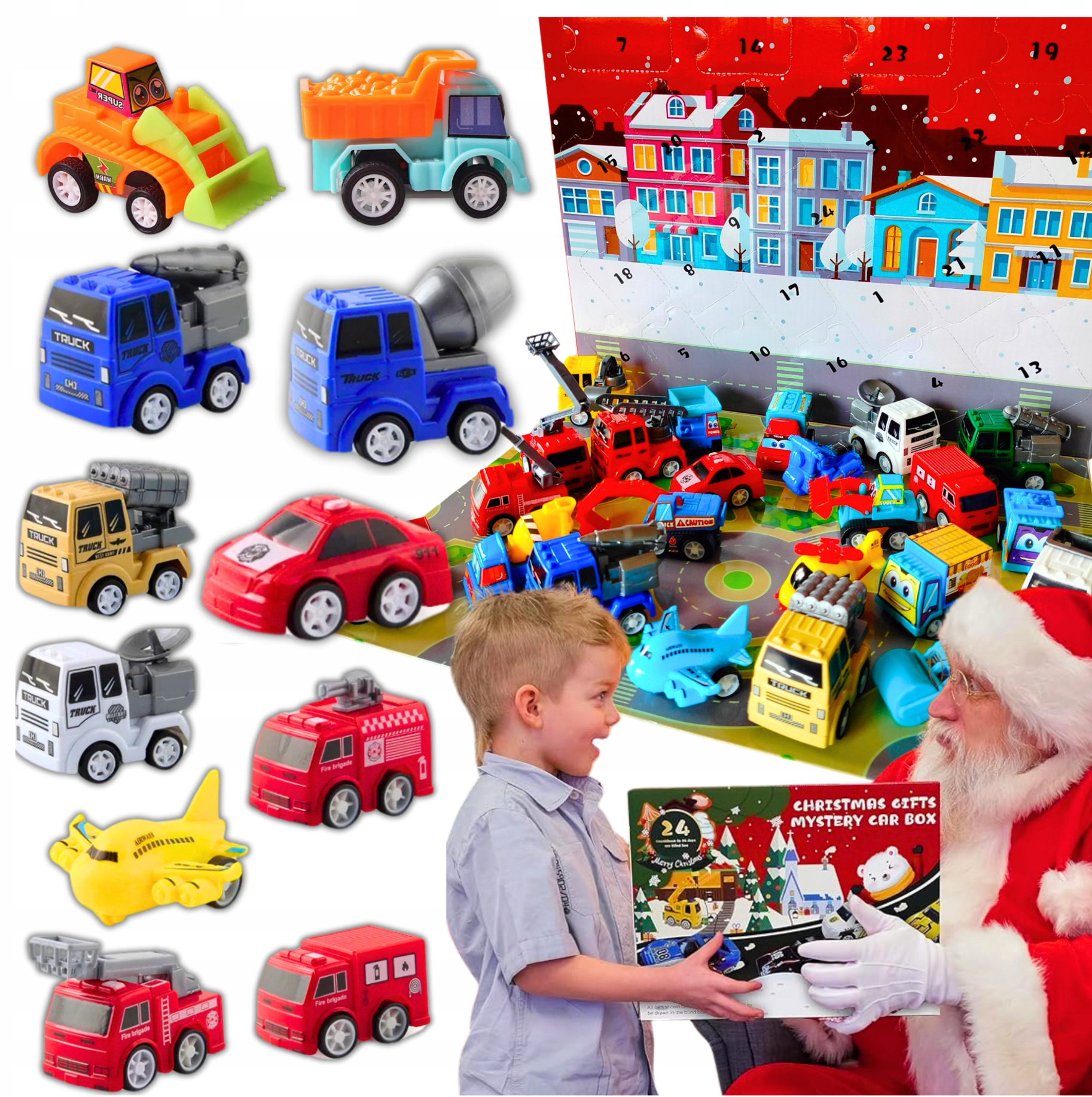 Advento kalendorius su žaisliniais automobiliais