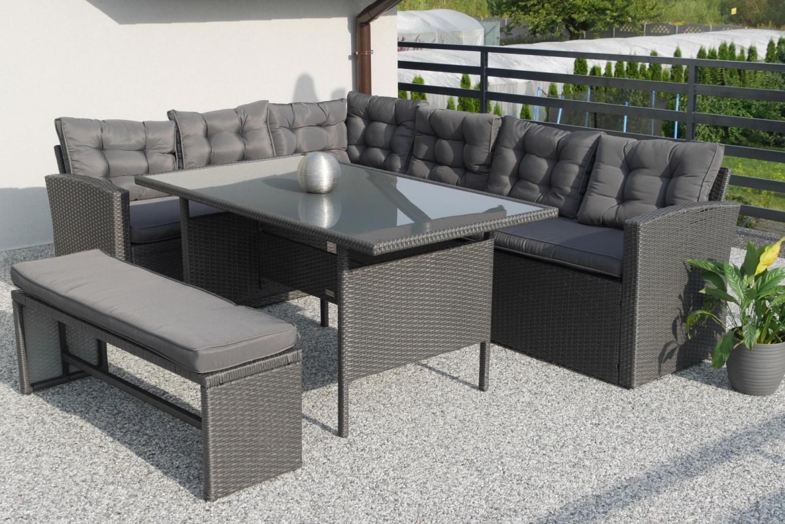 Sodo baldų komplektas Topiano tamsiai pilkas