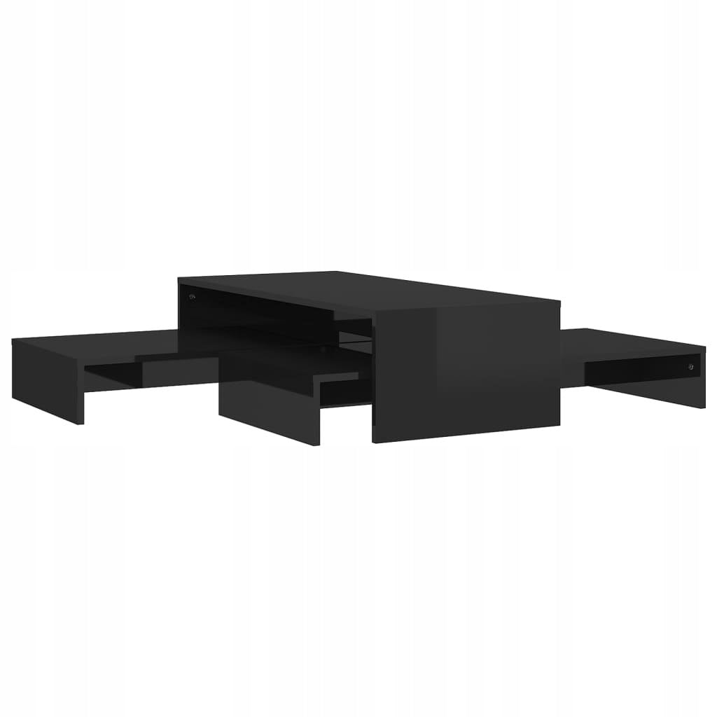 Įstumiami kavos staliukai, blizgūs juodi, 100x10