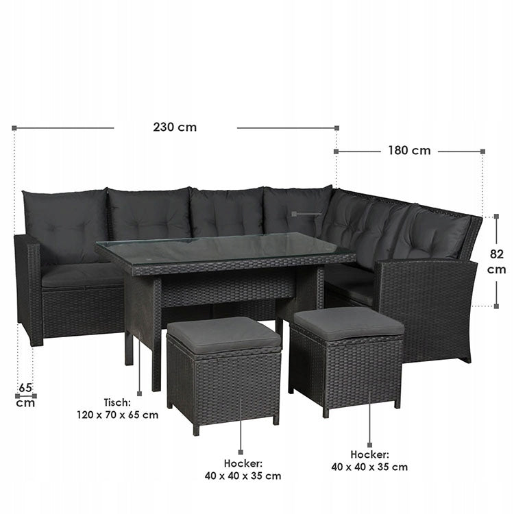 Sodo baldų komplektas juodas