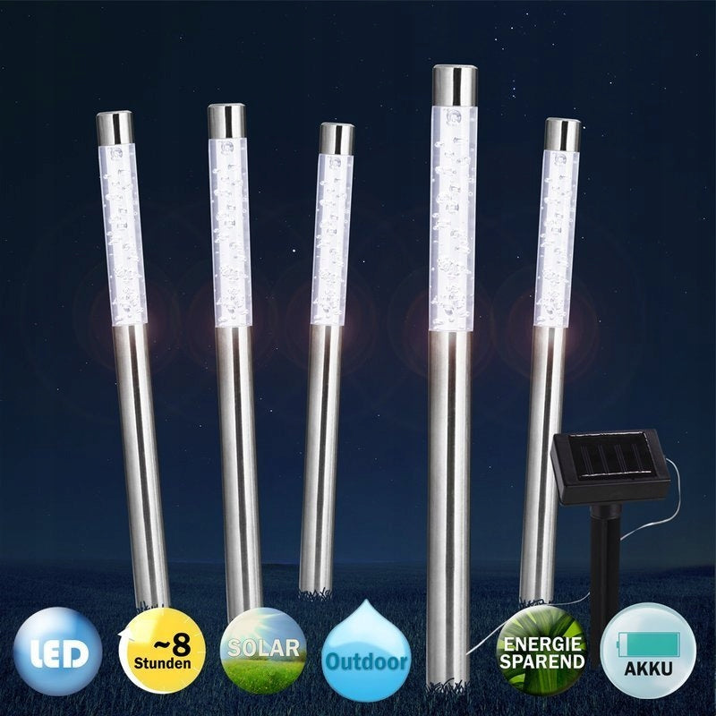 5vnt sodo LED šviestuvai su saulės baterija 40cm