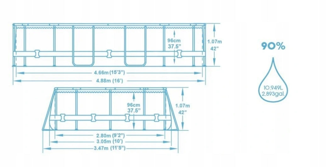Stačiakampis baseinas Bestway Power Steel 488x305x107cm 10949 litrai