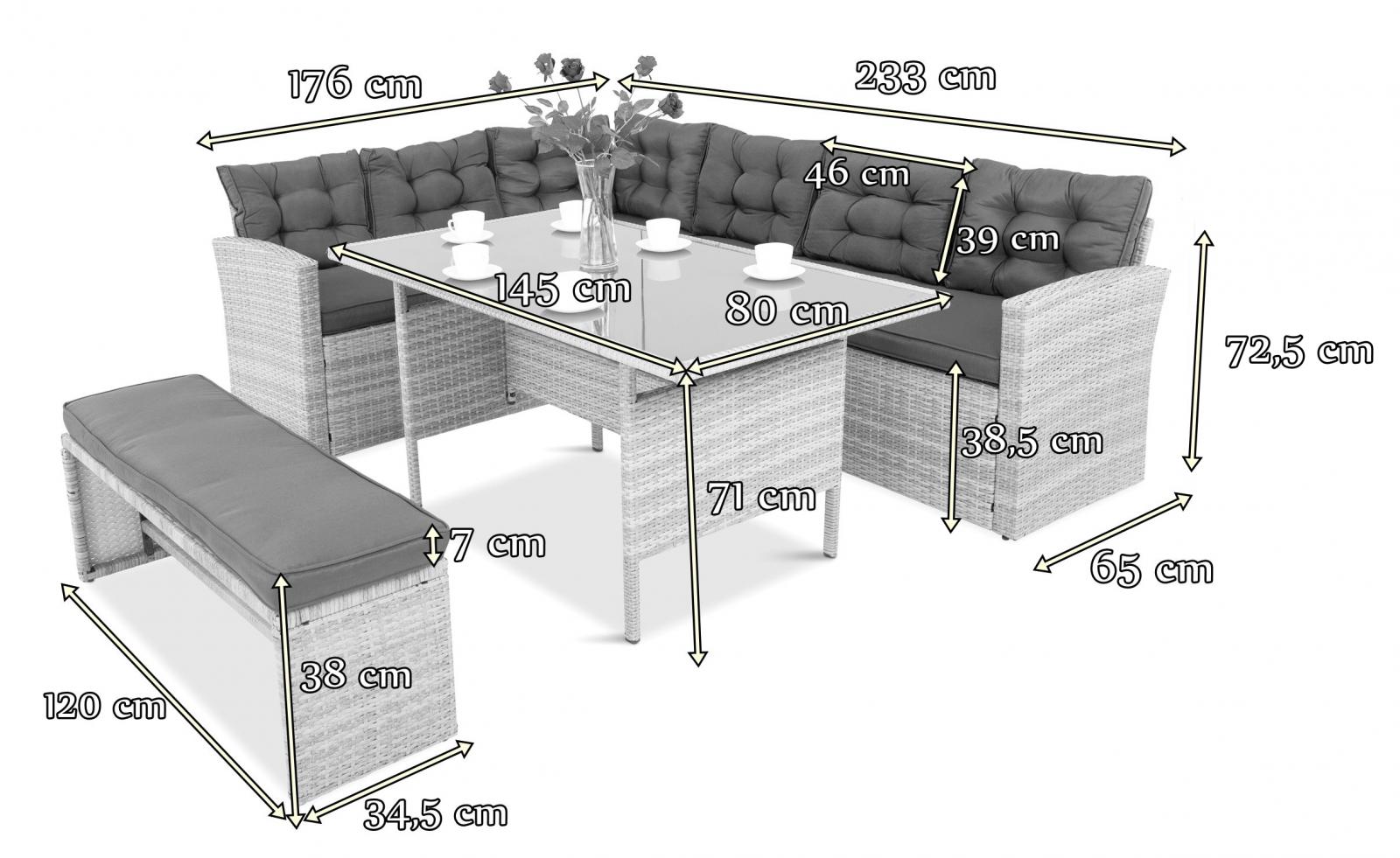 Sodo baldų komplektas Topiano Grey