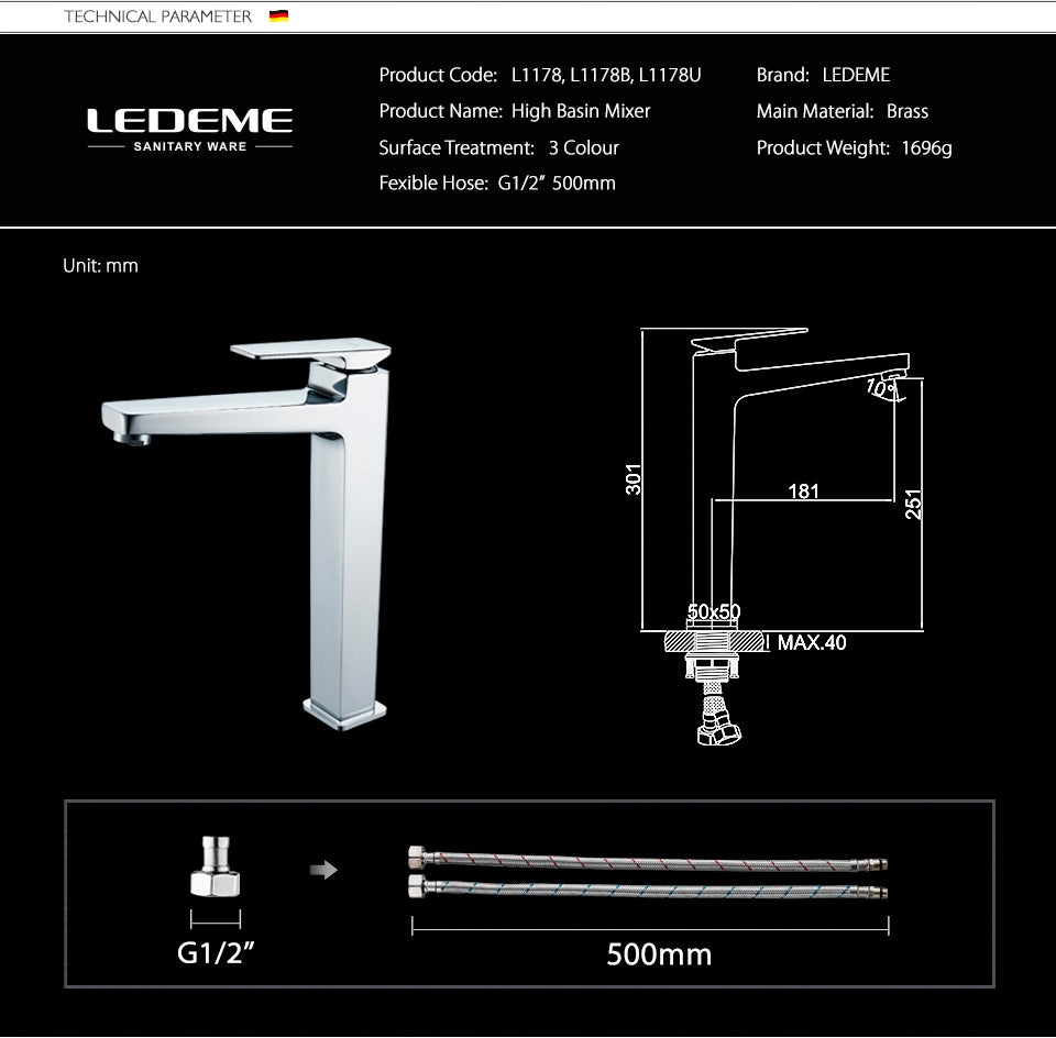 Praustuvo maišytuvas Ledeme, žalvaris