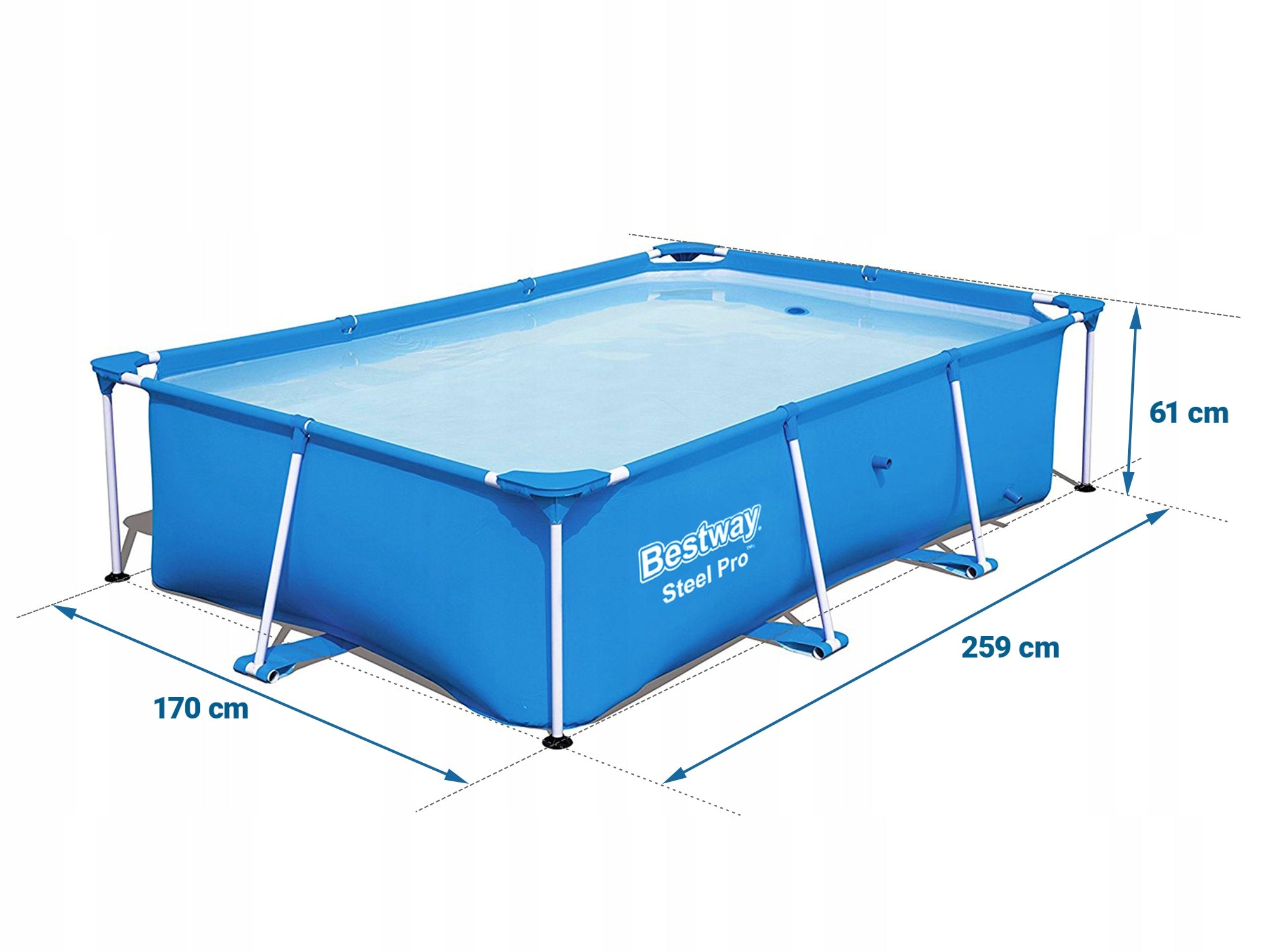 Bestway baseinas 259x170x61cm. 2300 litrai