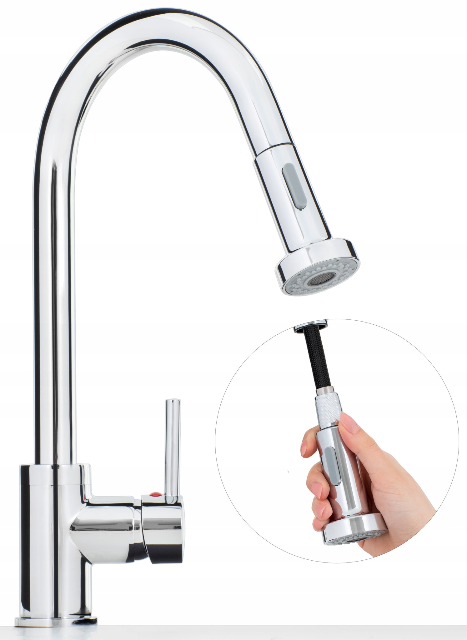 Virtuvinis maišytuvas su ištraukiamu snapeliu