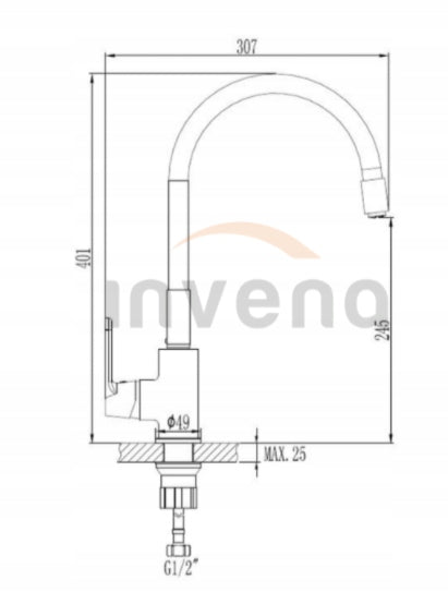 Virtuvės maišytuvas Invena Joga Plus smėlio spalvos