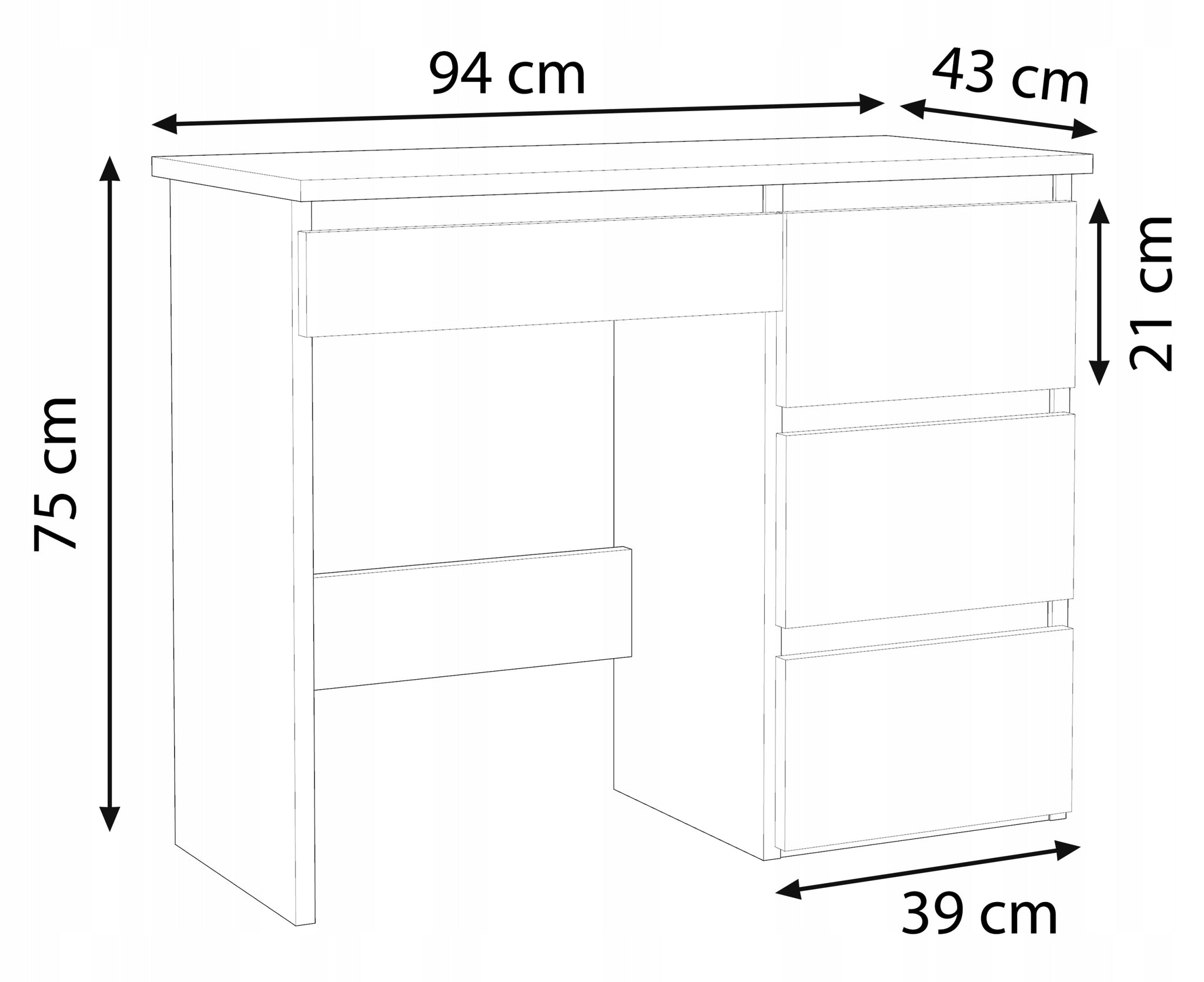 Rašomasis stalas Martigo Plus 94 x 43 x 75 cm