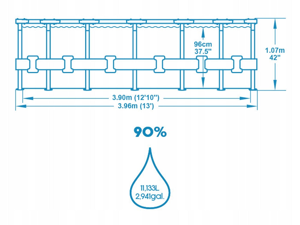Bestway POWER STEEL - 21W1 baseinas 396x396x107 cm 11133 litrai