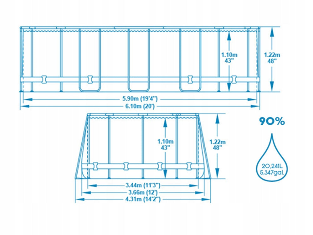 Ovalus karkasinis baseinas Bestway 610x366x122cm  20241 litrai