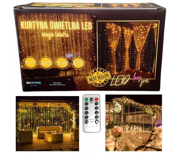 300 LED kalėdinė girlianda užuolaidos