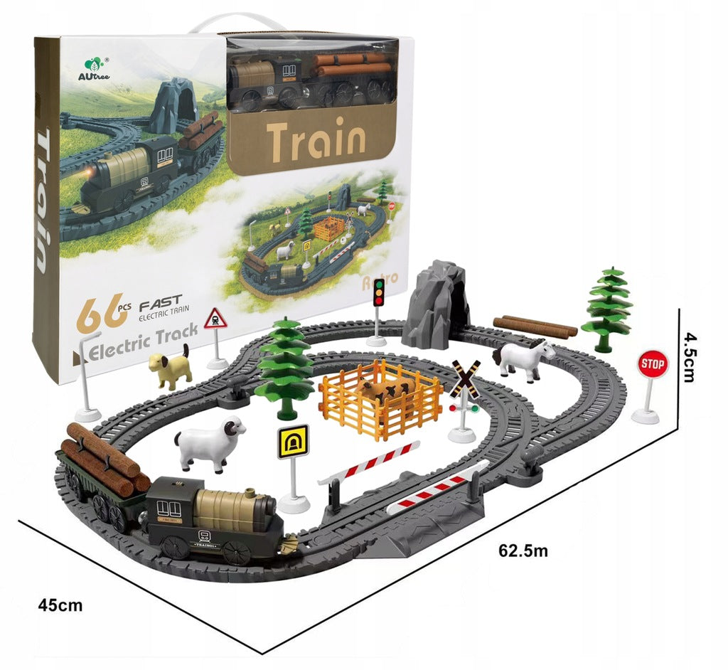 Elektrinis traukinys su trasa