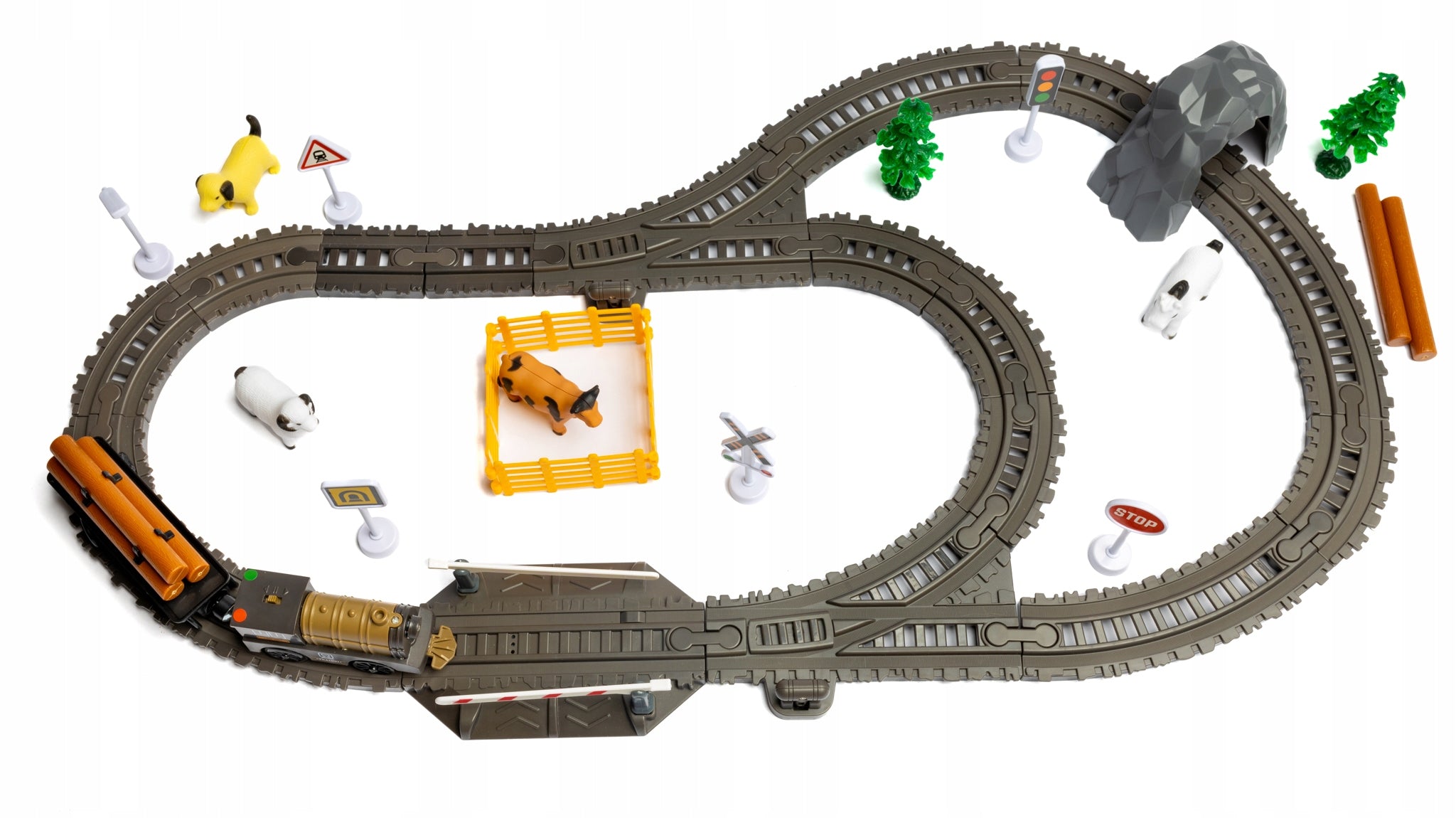 Elektrinis traukinys su trasa