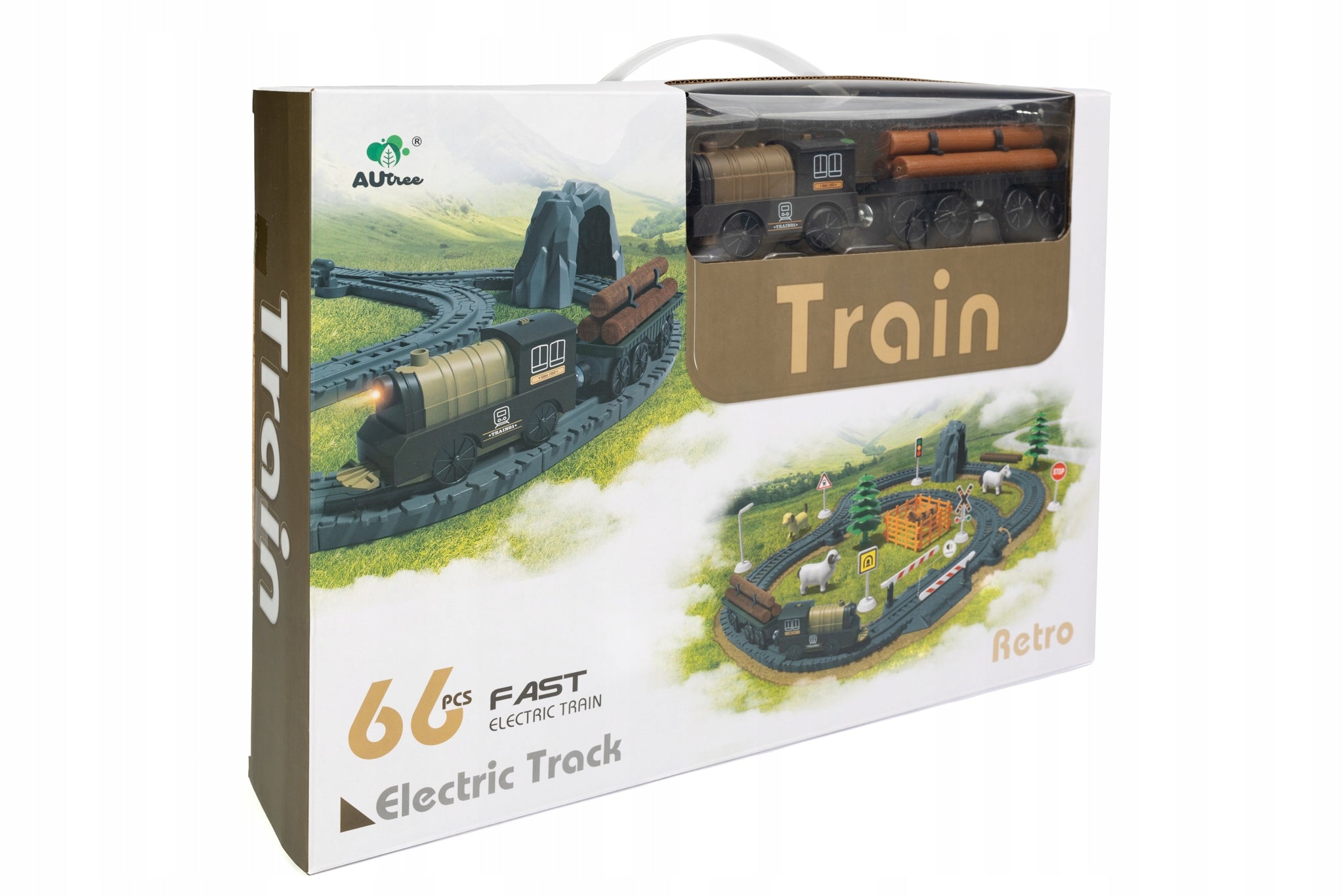 Elektrinis traukinys su trasa