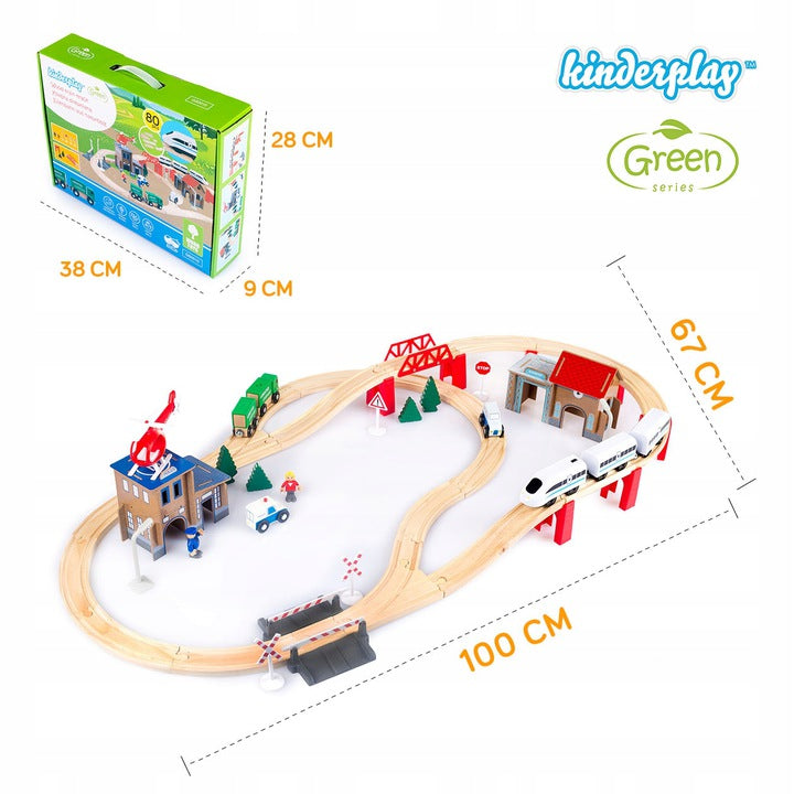 Motorizuotas traukinys su medine trasa Kinderplay