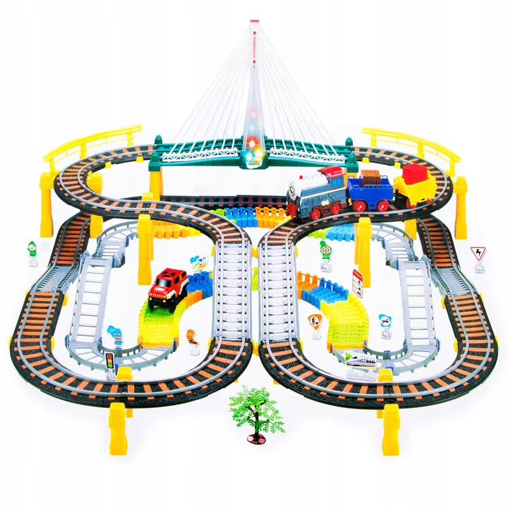 Elektrinis traukinys su bėgiais ir Automobilių lenktynių trasa Kinderplay