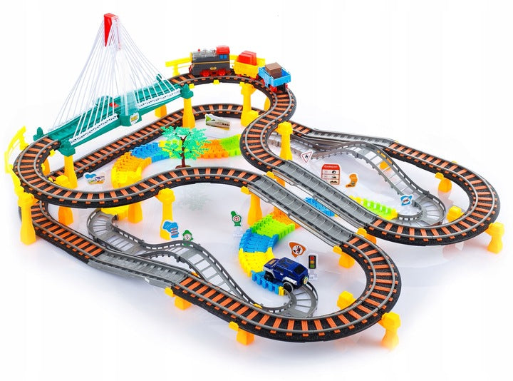 Elektrinis traukinys su bėgiais ir Automobilių lenktynių trasa Kinderplay