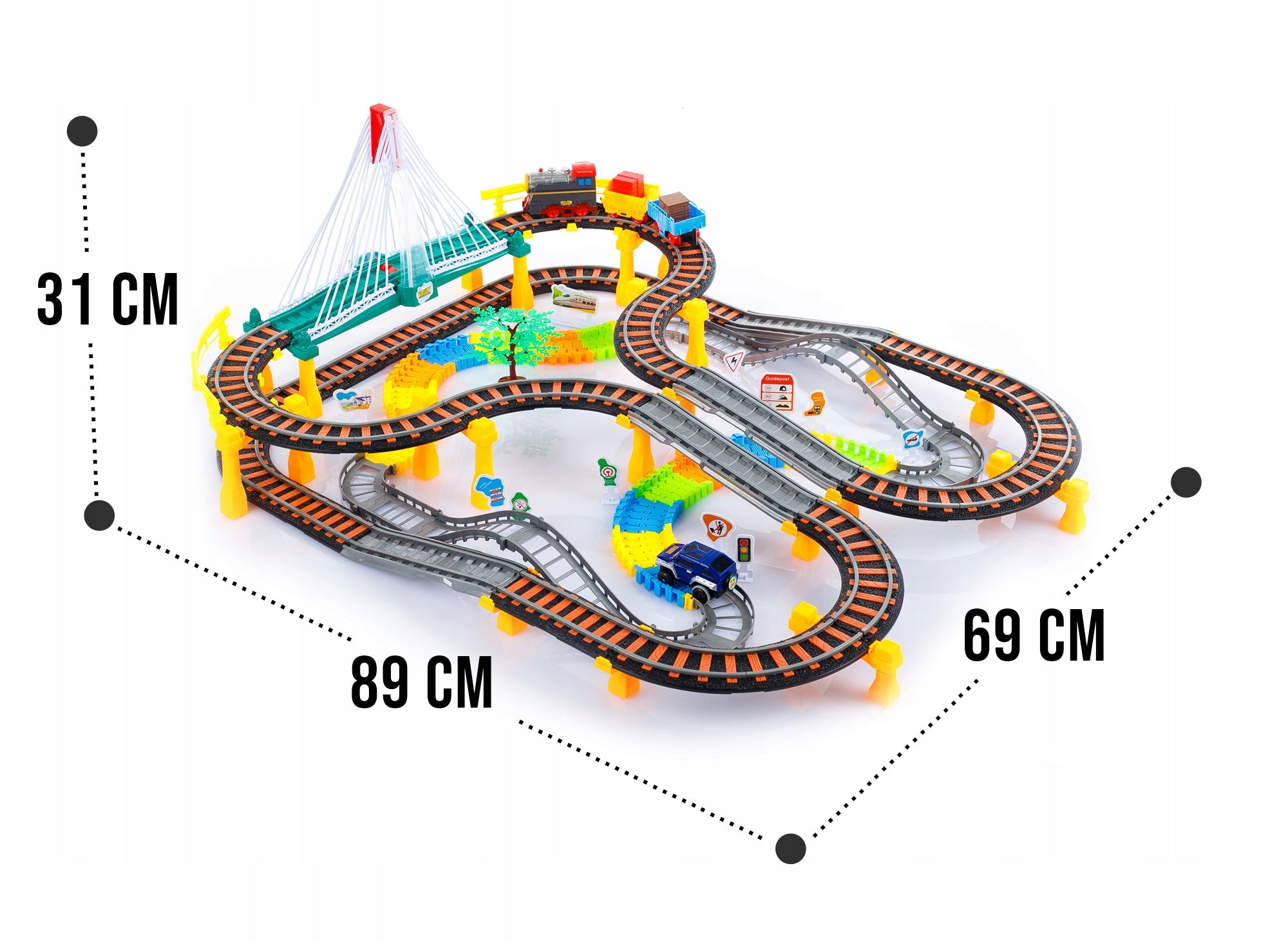 Elektrinis traukinys su bėgiais ir Automobilių lenktynių trasa Kinderplay
