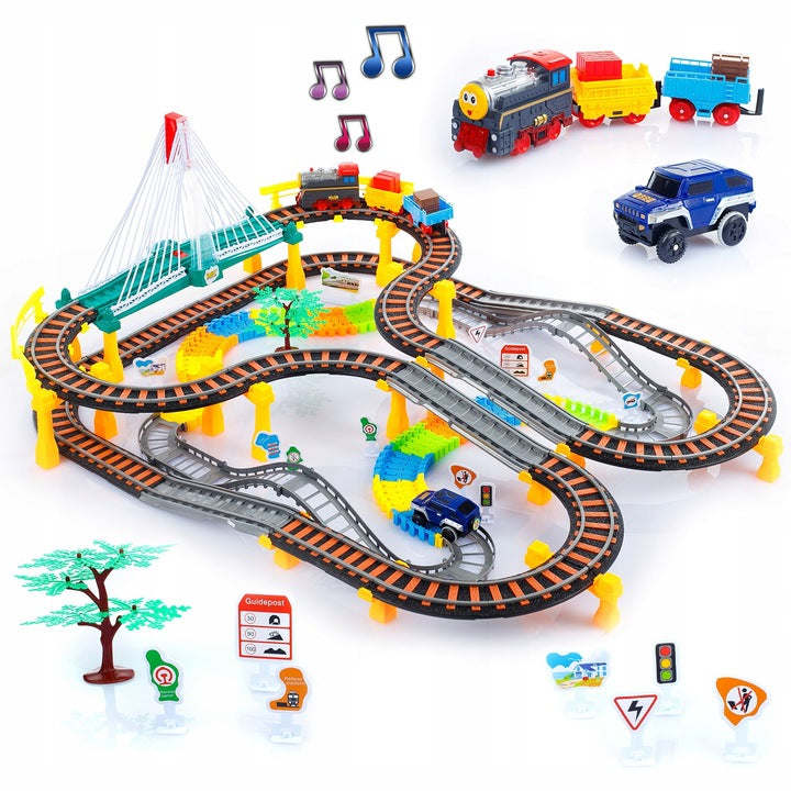 Elektrinis traukinys su bėgiais ir Automobilių lenktynių trasa Kinderplay