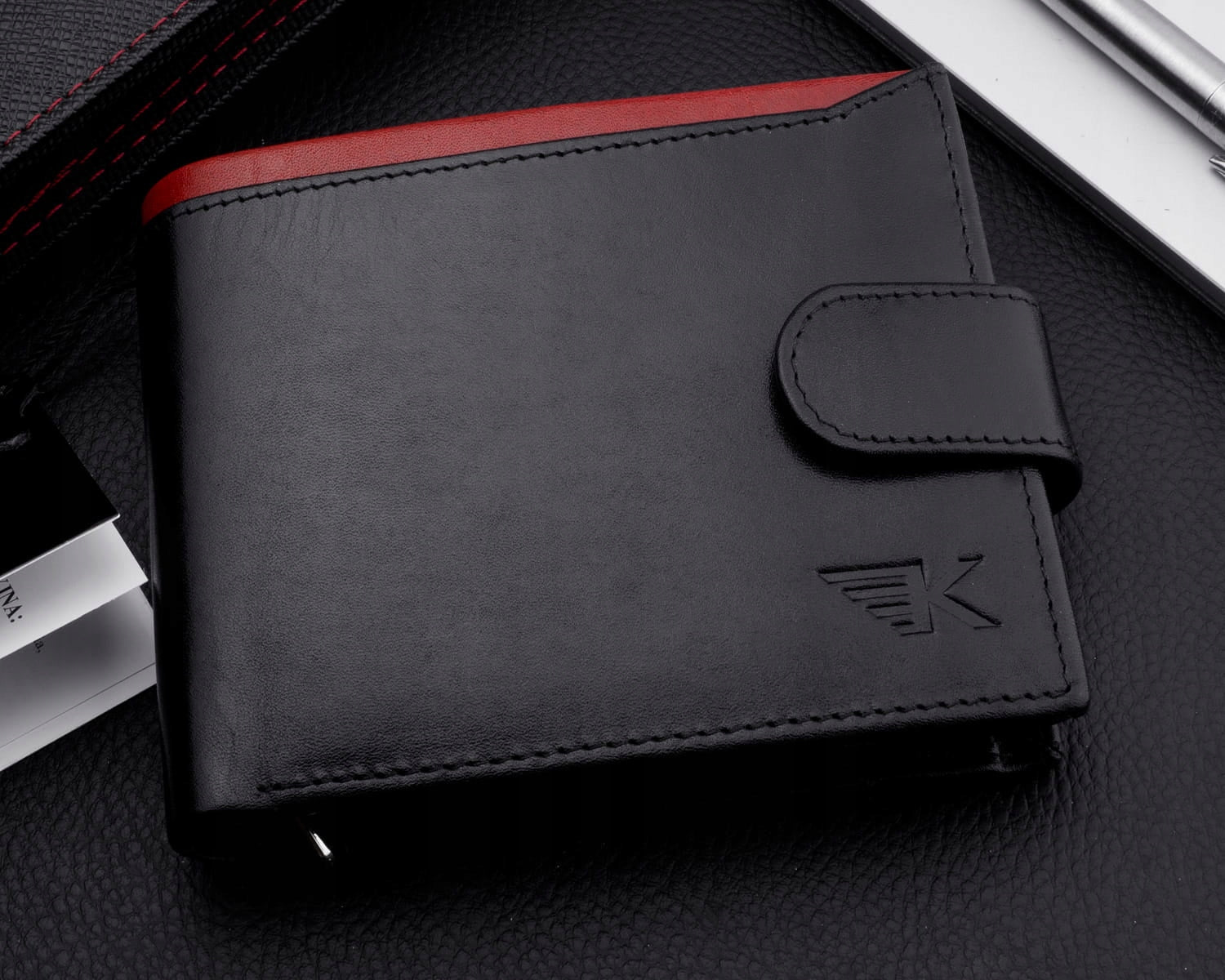 Vyriška odinė piniginė su apsauga nuo vagysčių