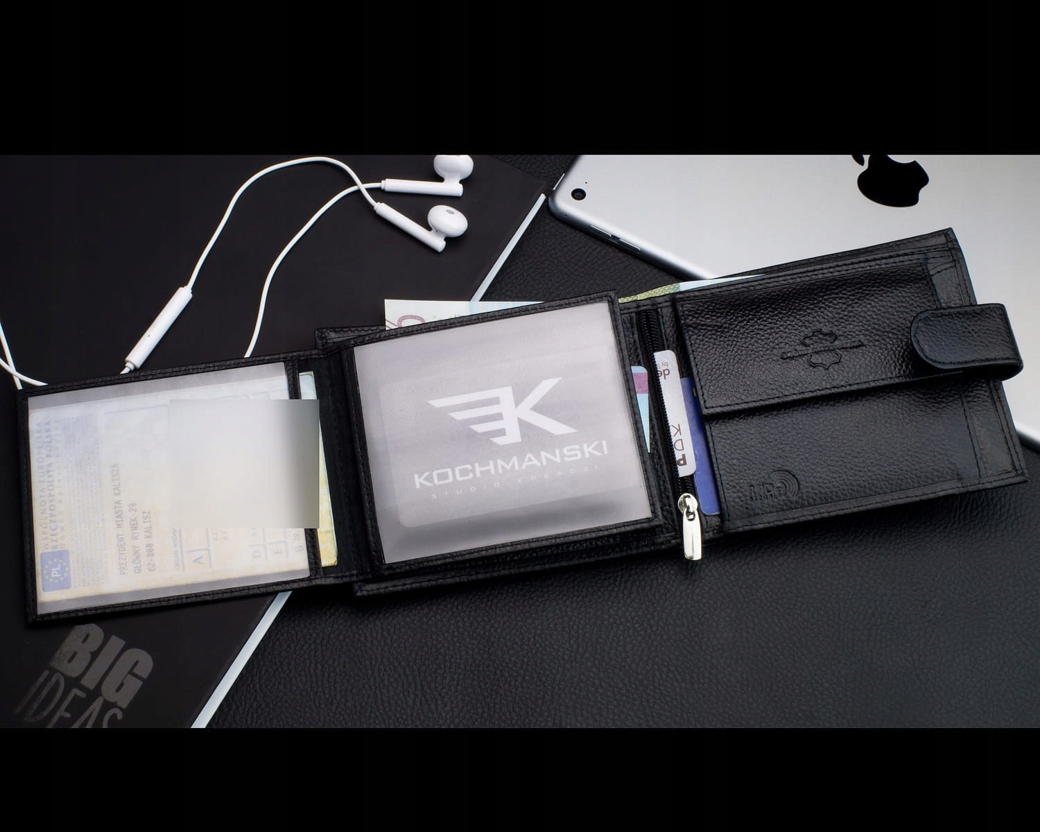 KOCHMANSKI vyriška odinė piniginė RFID apsauga