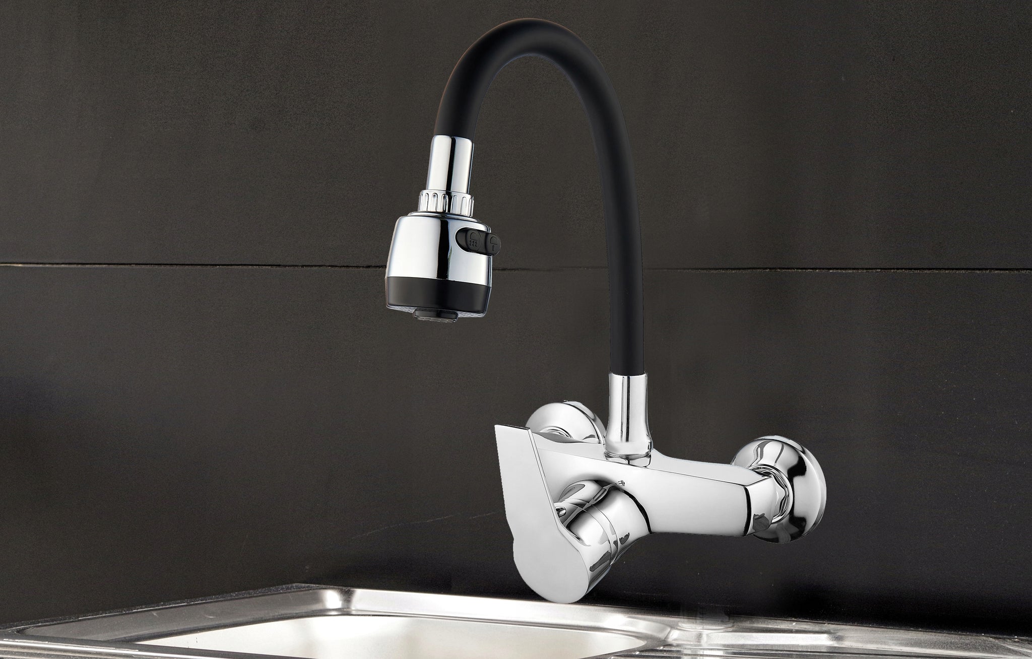 Sieninis virtuvinis maišytuvas Yoka Home Amada, chromas/juodas