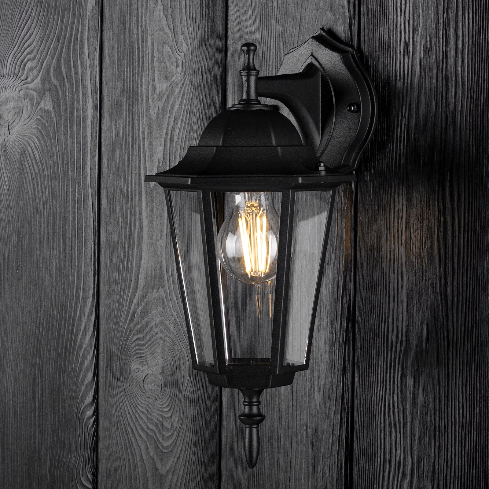 Sodo sieninis žibintas E27 IP44 Juoda