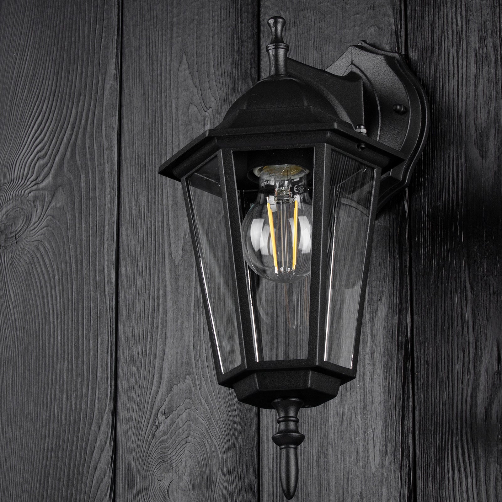 Sodo sieninis žibintas E27 IP44 Juoda