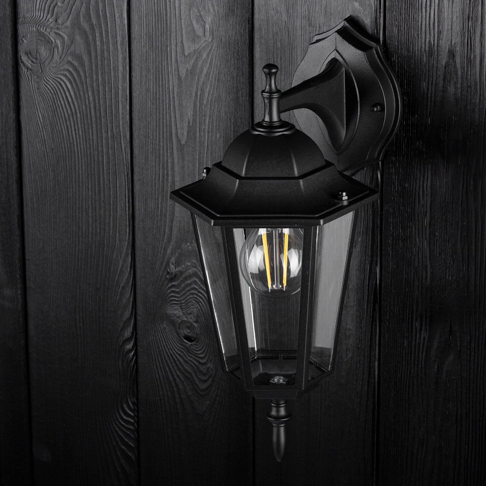 Sodo sieninis žibintas E27 IP44 Juoda