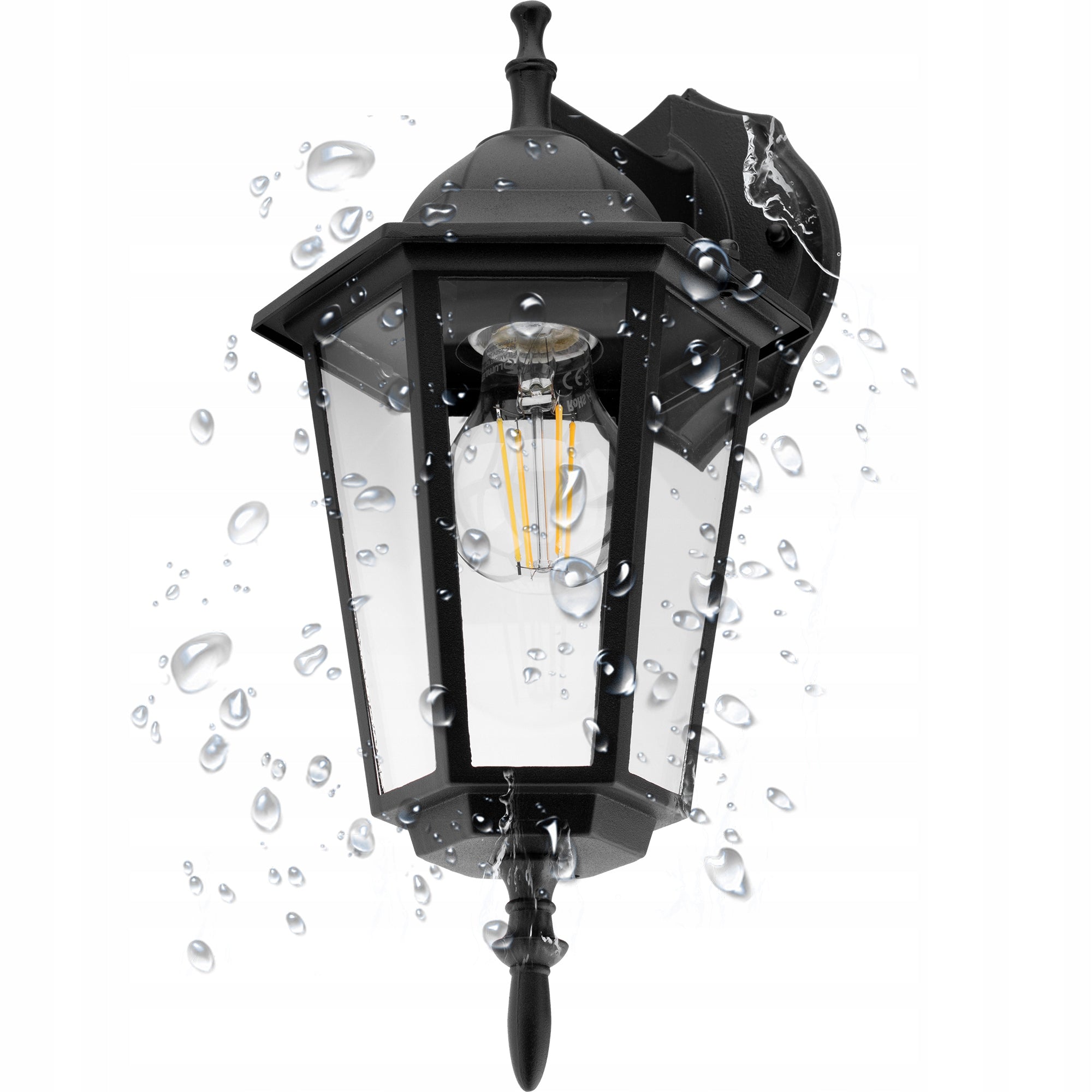 Sodo sieninis žibintas E27 IP44 Juoda