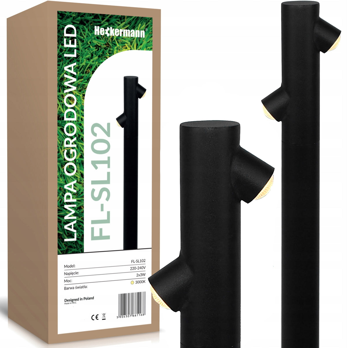 Apvalus sodo apšvietimo stulpas Heckermann su integruotu LED šaltiniu 60 cm