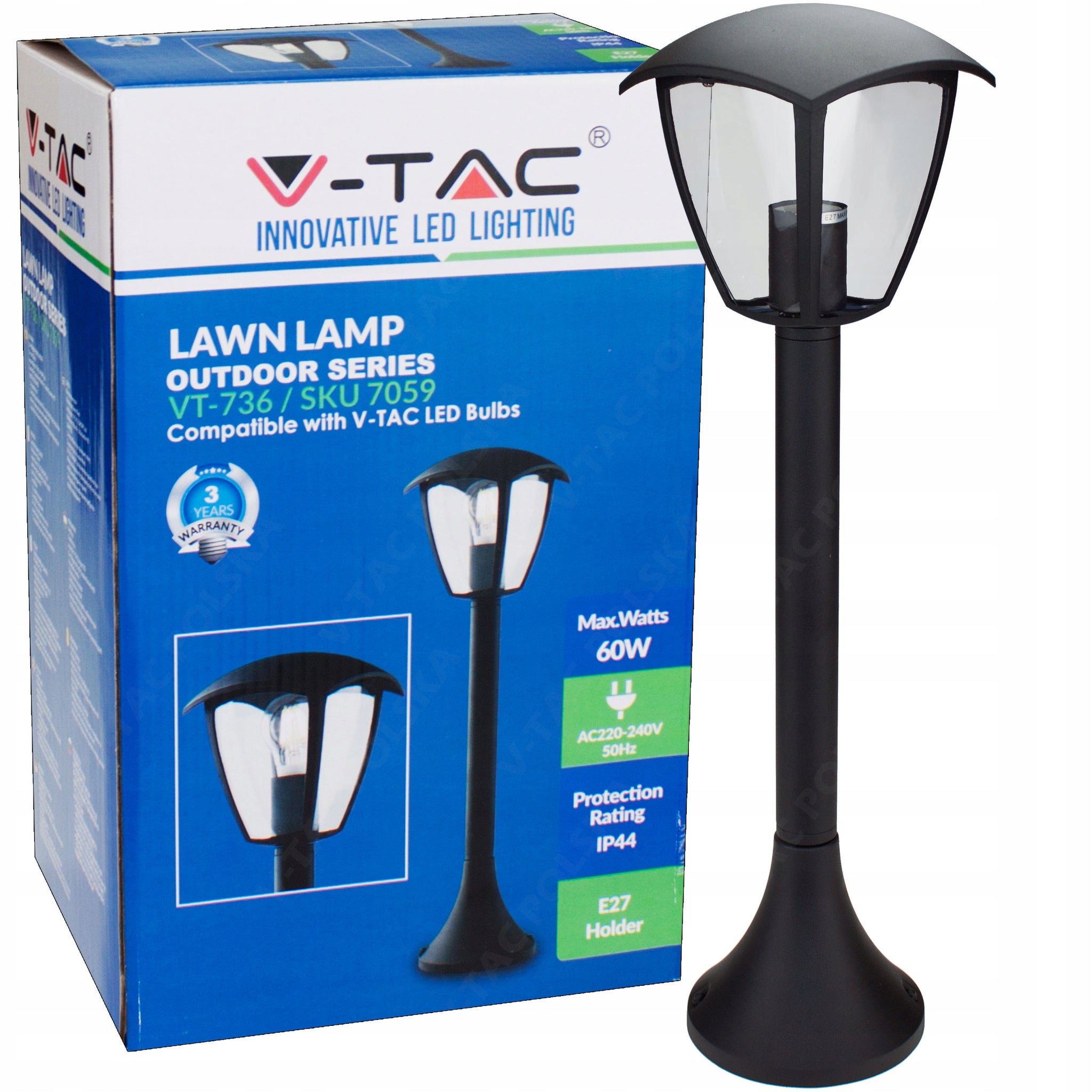 Šviestuvas V-TAC E27 60cm, juodas