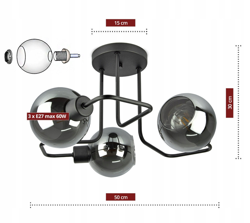 Trijų dalių pakabinamas šviestuvas