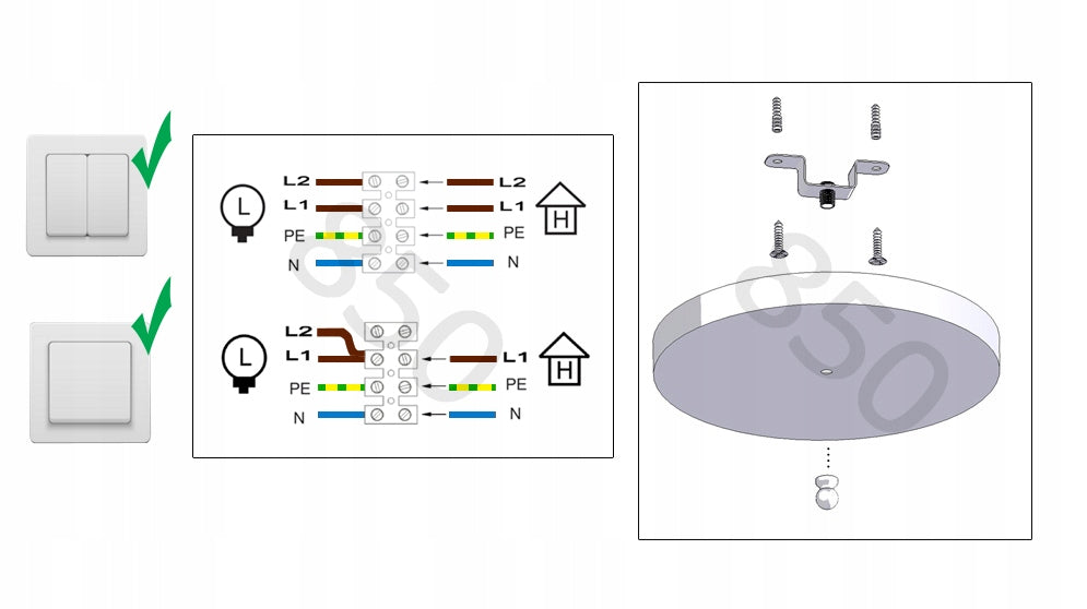Trijų dalių pakabinamas šviestuvas