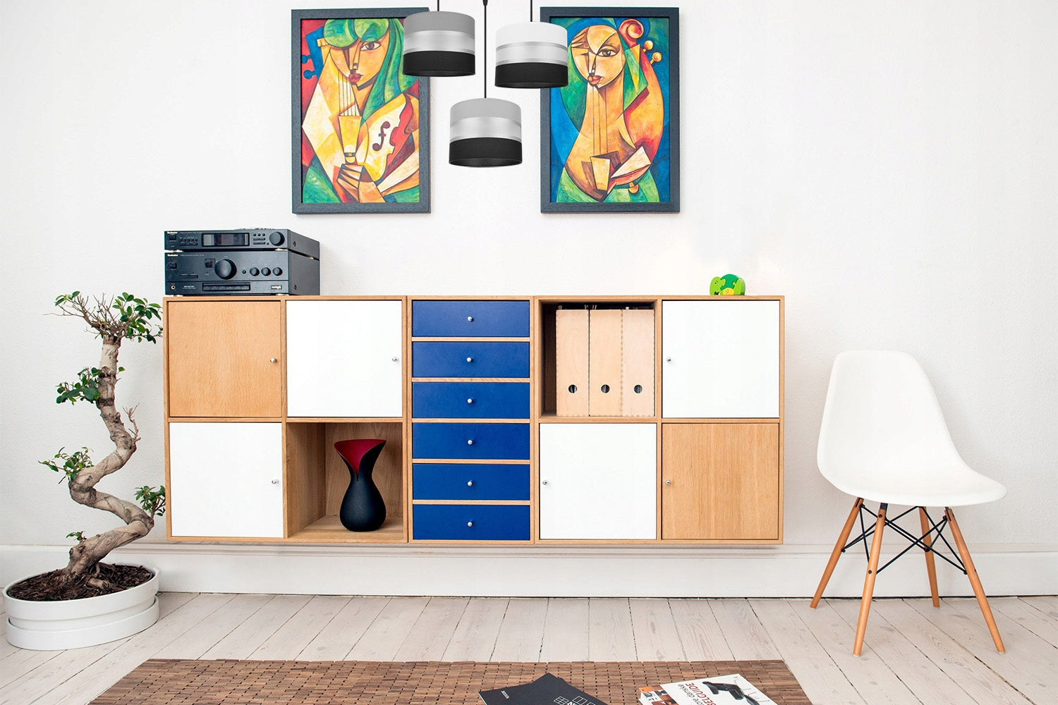 Modernus pakabinamas šviestuvas Light Home Elegance tamsiai pilka-juoda