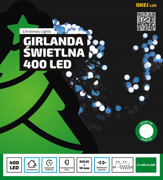 400 LED lempučių su laikmačiu