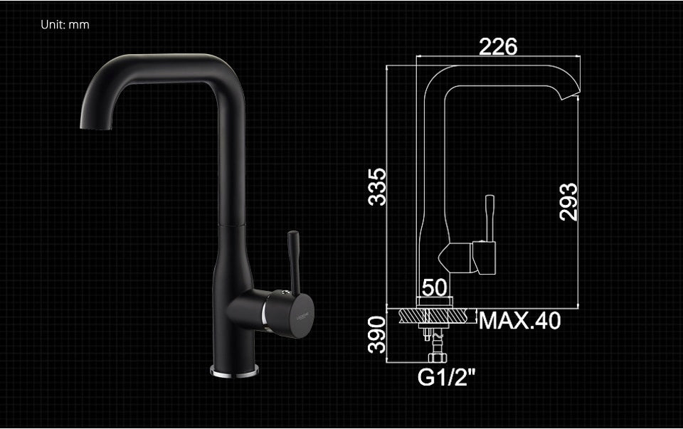 Virtuvinis maišytuvas Ledeme juodas