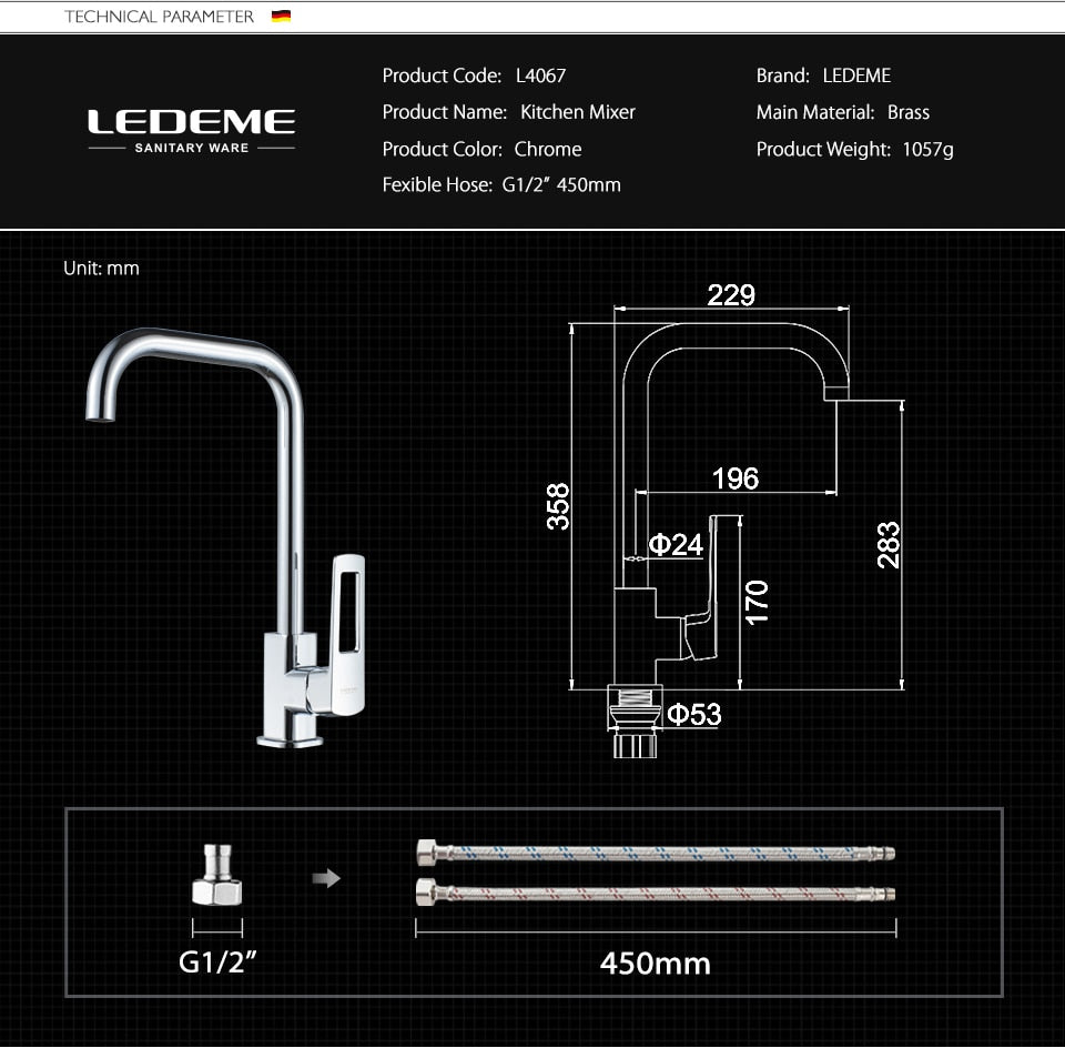Virtuvinis maišytuvas LEDEME