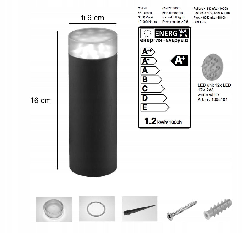 Led sodo šviestuvas, 2W Sodo 12 V,