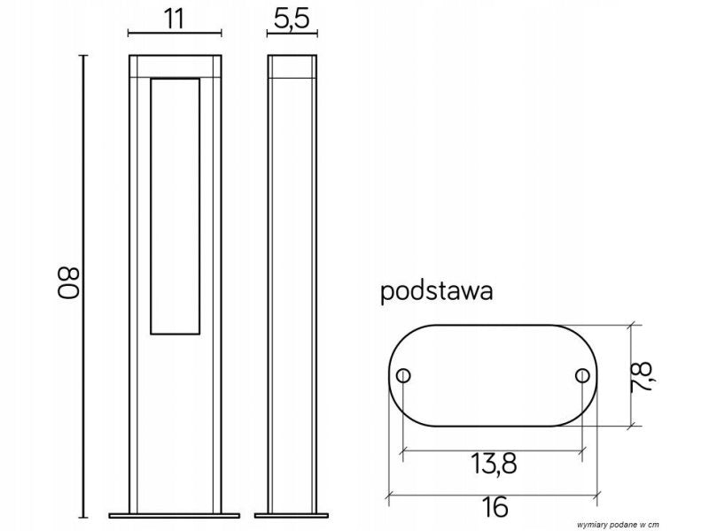 Apšvietimo stulpas 80cm, Pilkas, IP54