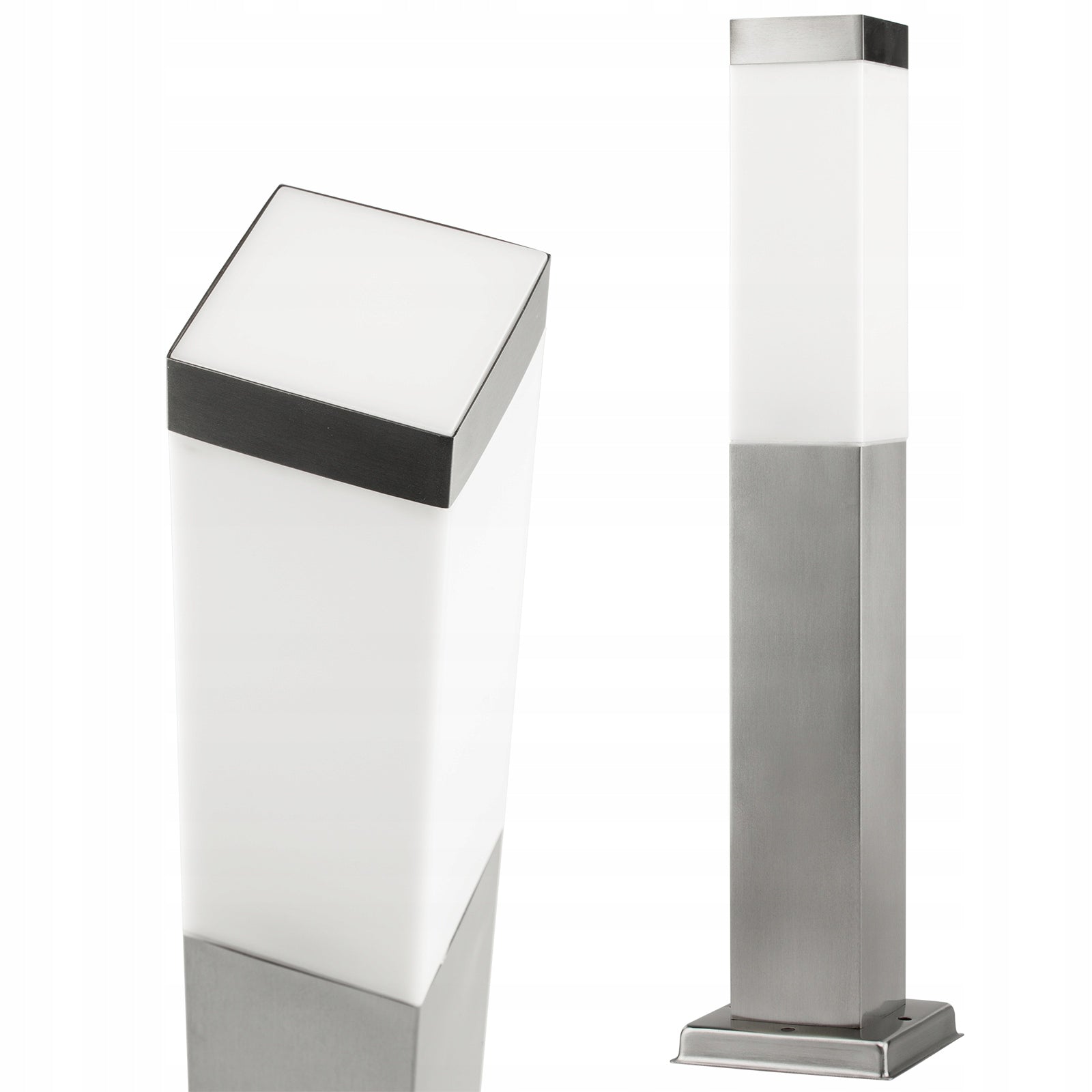 Kvadratinis sodo apšvietimo stulpas NNLED E27 45 cm sidabrinis