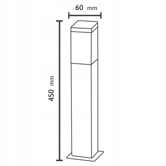 Kvadratinis sodo apšvietimo stulpas NNLED E27 45 cm sidabrinis