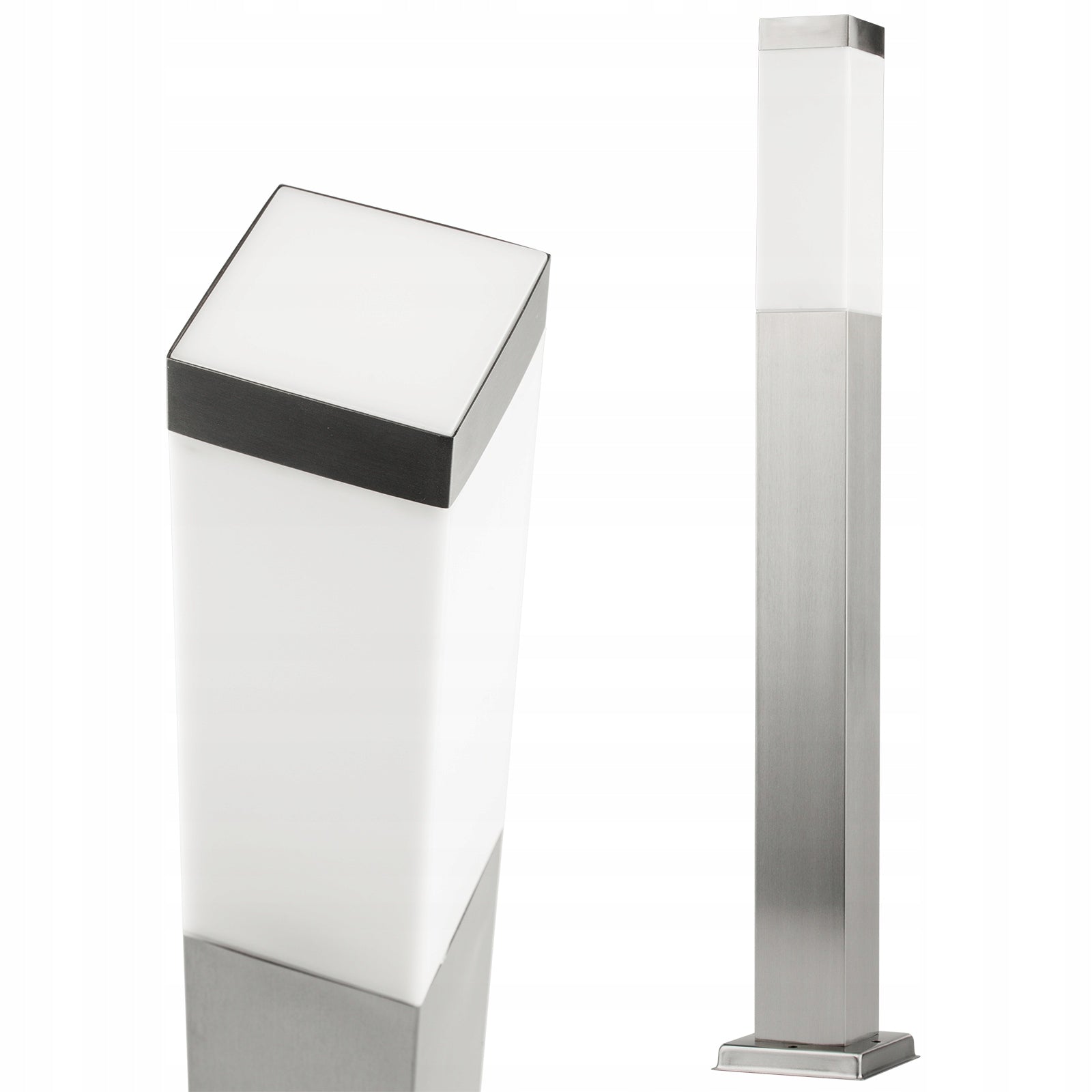 Kvadratinis sodo apšvietimo stulpas NNLED E27 65 cm sidabrinis