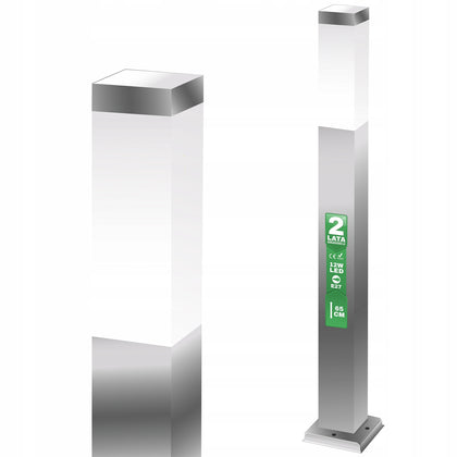 Kvadratinis sodo apšvietimo stulpas NNLED E27 65 cm sidabrinis