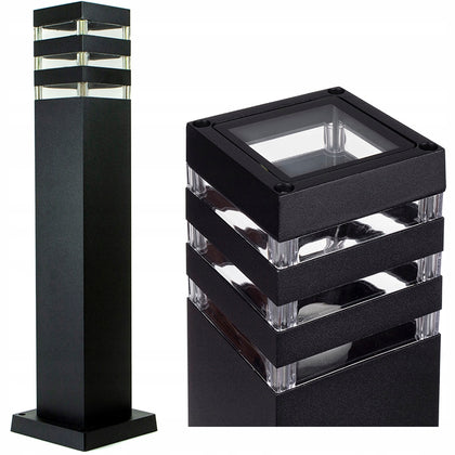 Kvadratinis sodo apšvietimo stulpas Superled E27 50 cm juodas