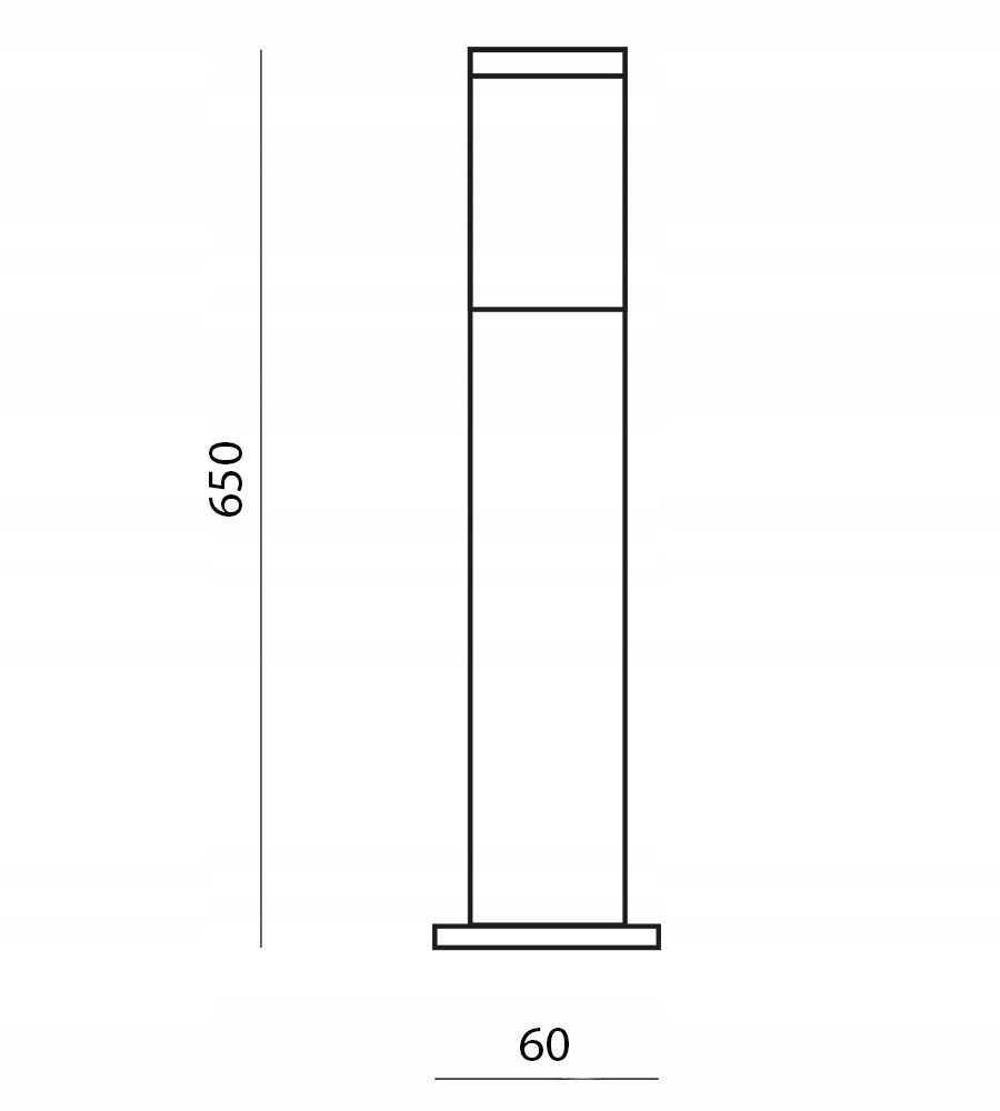 Kvadratinis koloninis sodo apšvietimas SuperLED E27 65 cm juodas