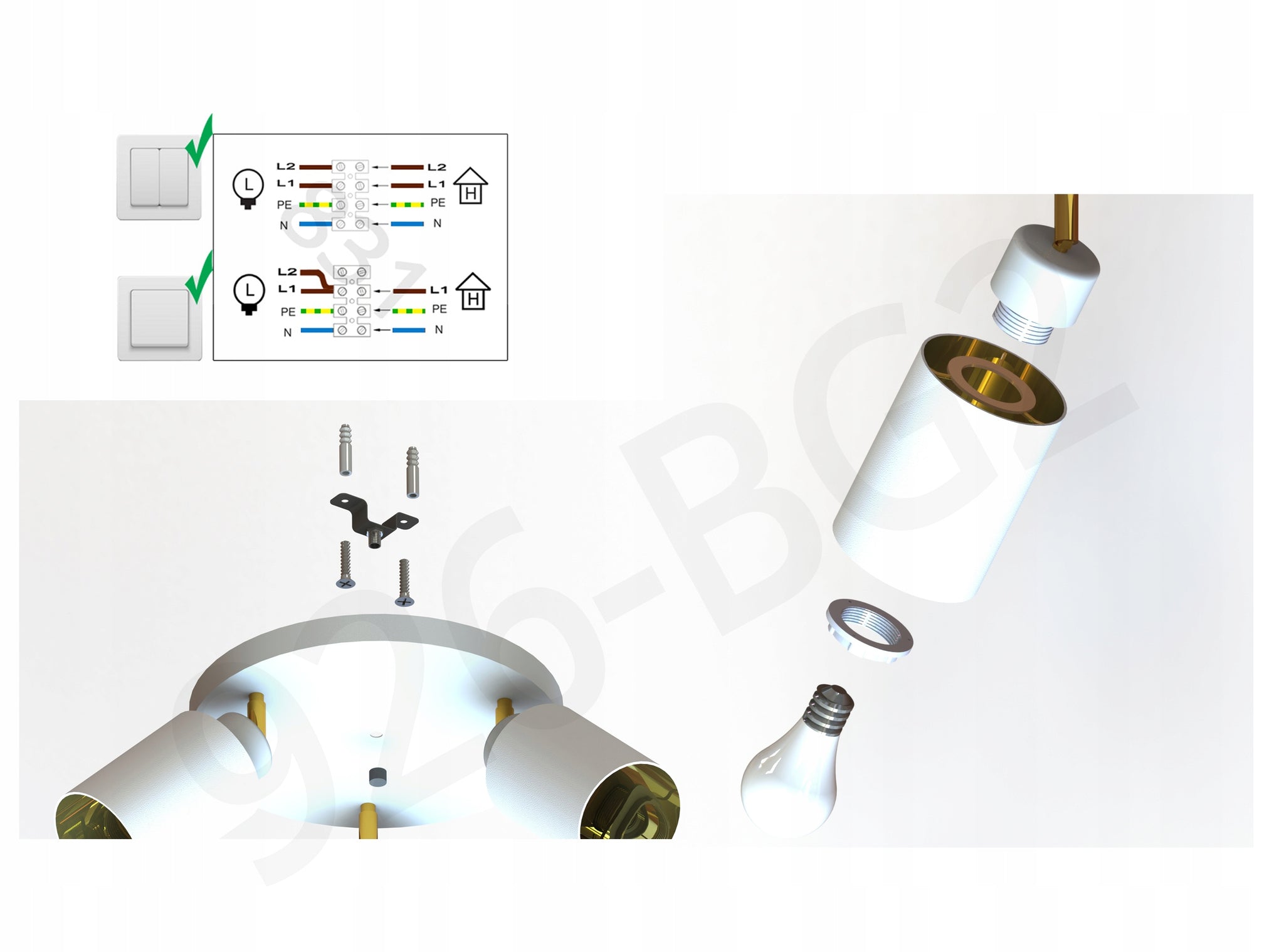 Pakabinamas šviestuvas LUXOLAR Light E27 baltas