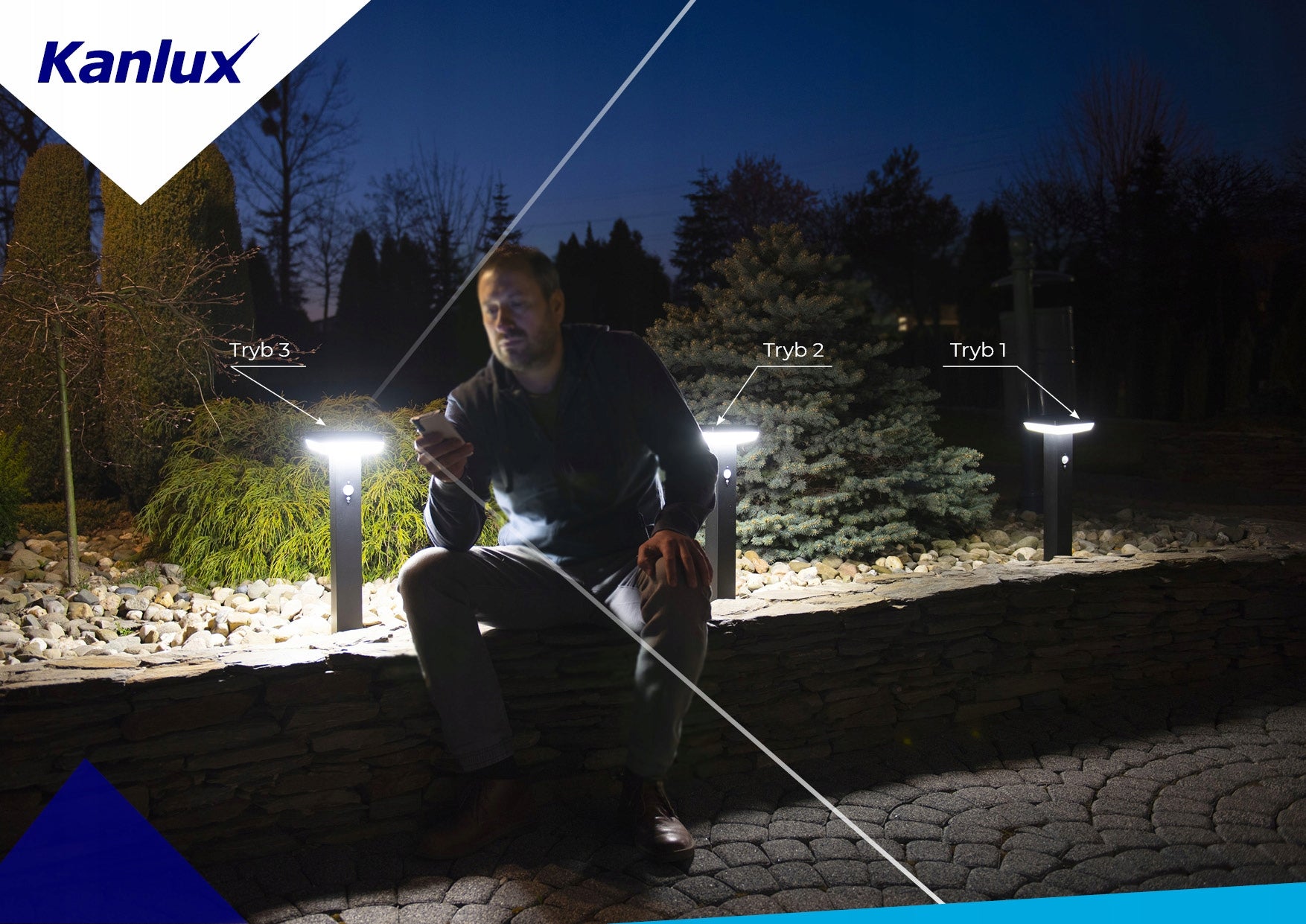 Apvalus sodo stulpas su integruotu LED šaltiniu 50 cm su baterijomis