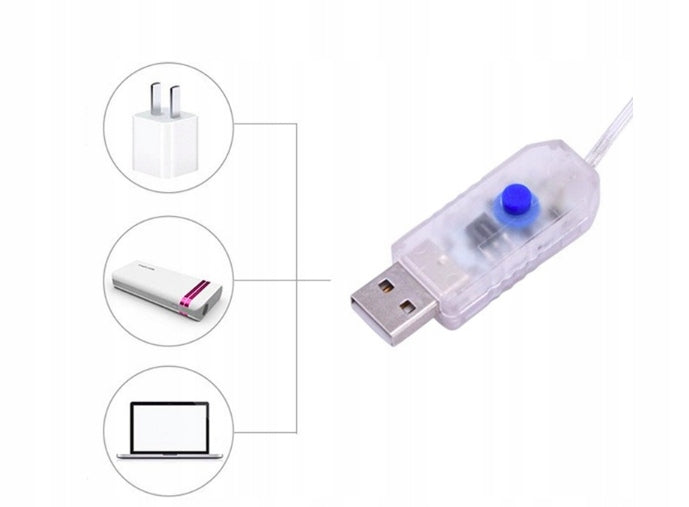 300 LED girlianda varvekliai USB